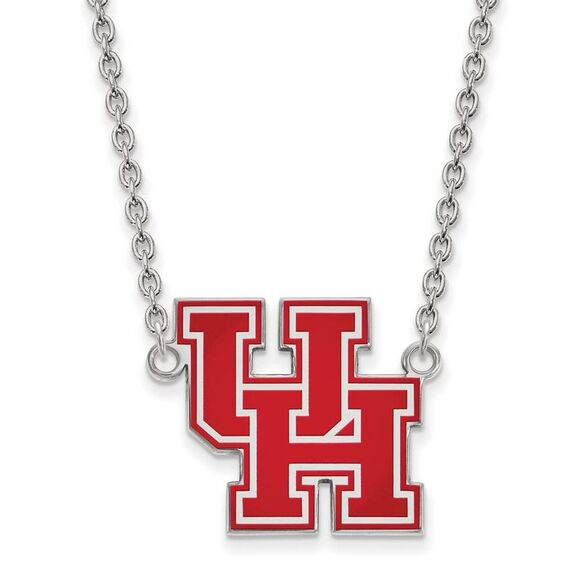 Sterling Silver U of Houston Large Enamel Pendant Necklace - Picture 1 of 4